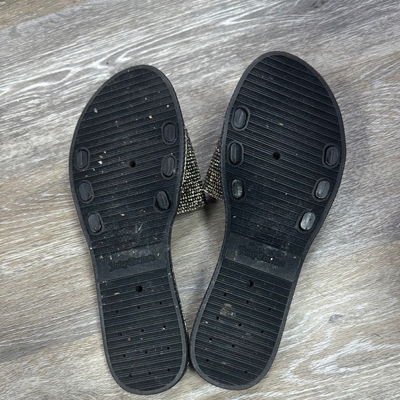 Juicy Couture Black Sandals with Gold Sparkle Size 10 - Picture 3 of 3